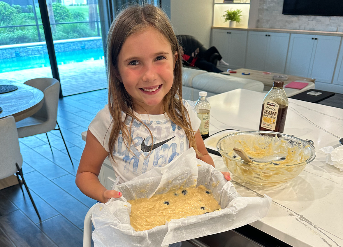 Kid baking healthy bread