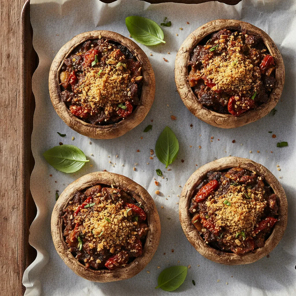 Italian Sausage and Sun-Dried Tomato Stuffed Portobello Mushrooms