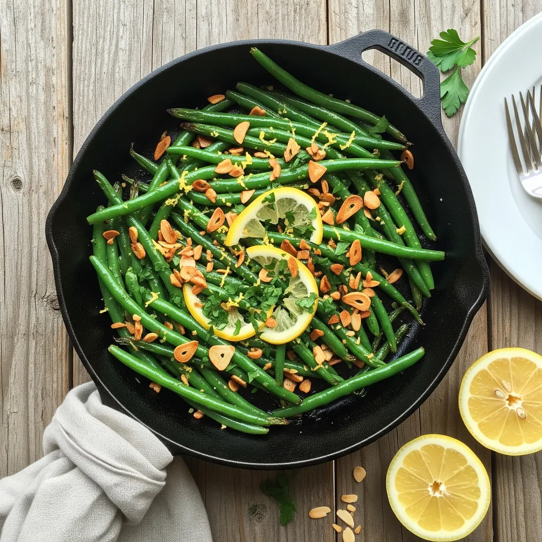 Sautéed Green Beans with Crispy Garlic and Toasted Almonds