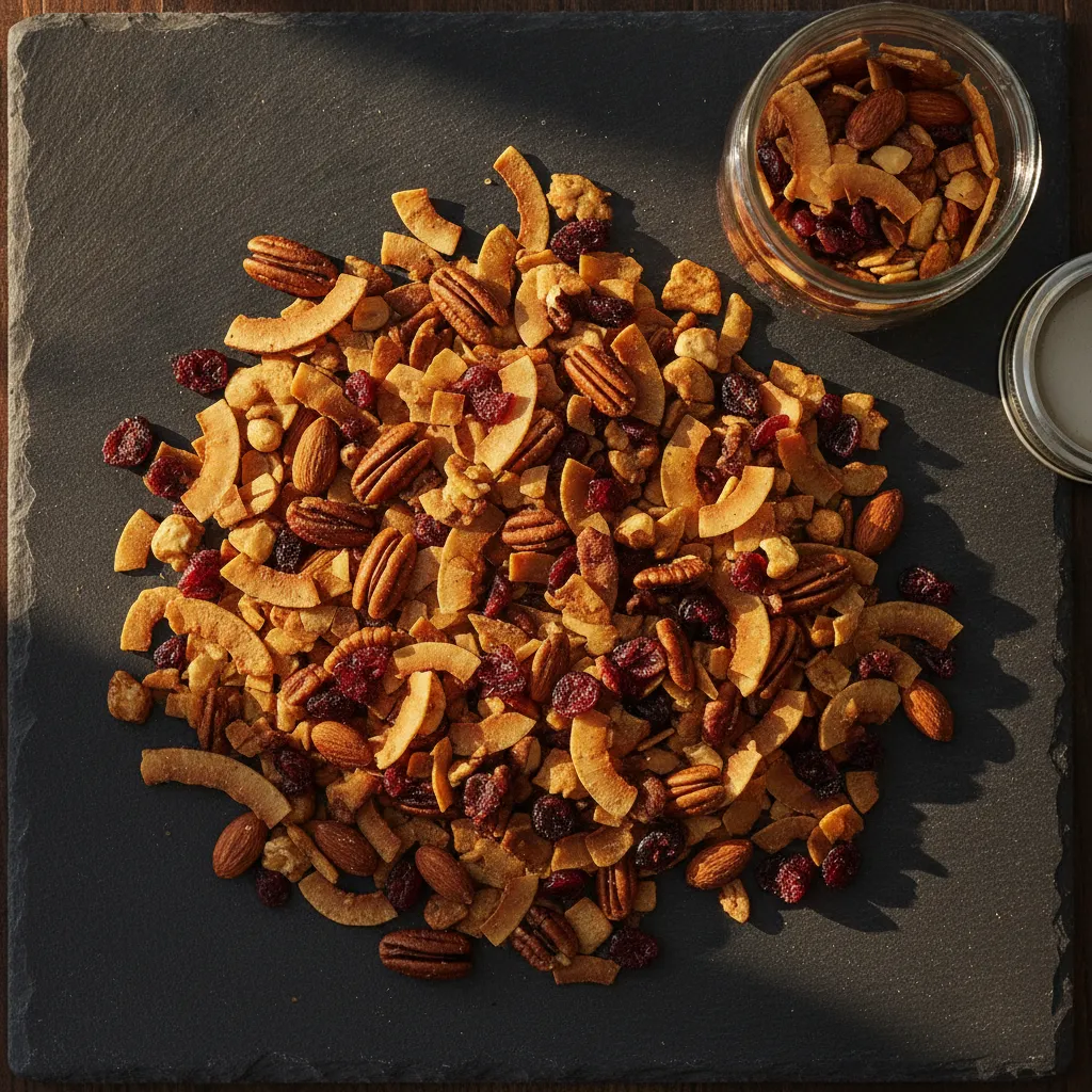 Smoky Maple Paleo Trail Mix with Toasted Nuts and Coconut Chips