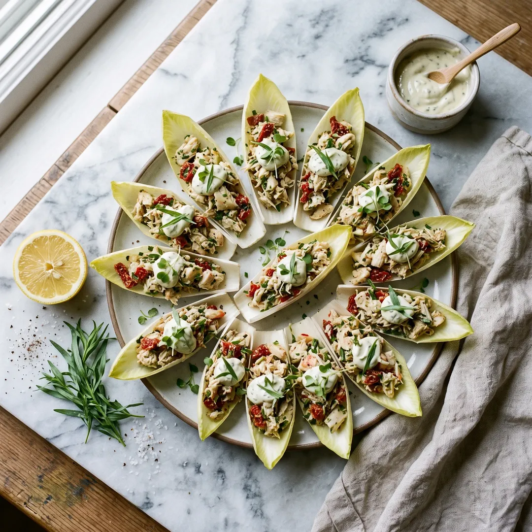 Provençal Crab-Stuffed Endive with Tarragon Aioli