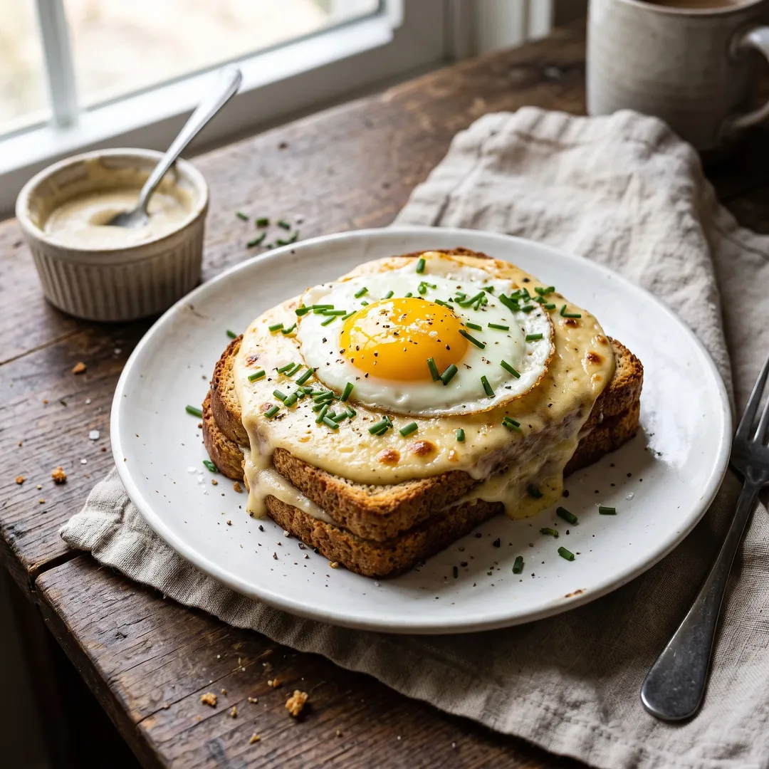 Paleo Croque Madame with Almond Flour Bread and Cashew Bechamel