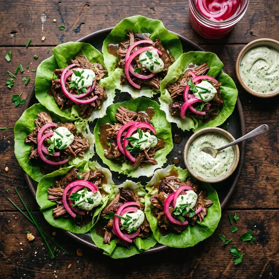 Slow Cooker Venison Sliders with Pickled Red Onion and Herb Aioli. AI-generated image.