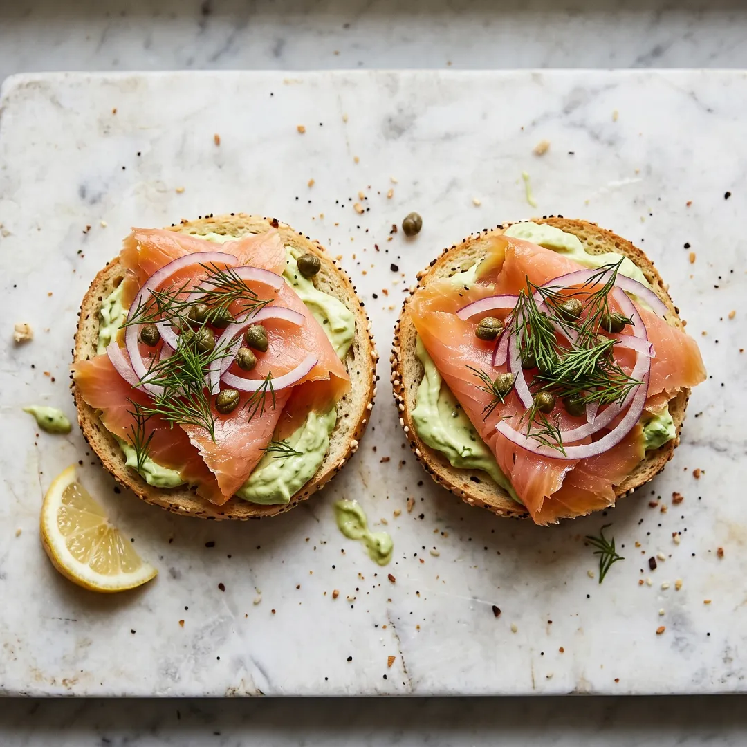 Everything Bagel Egg Rounds with Lox and Whipped Avocado Cream