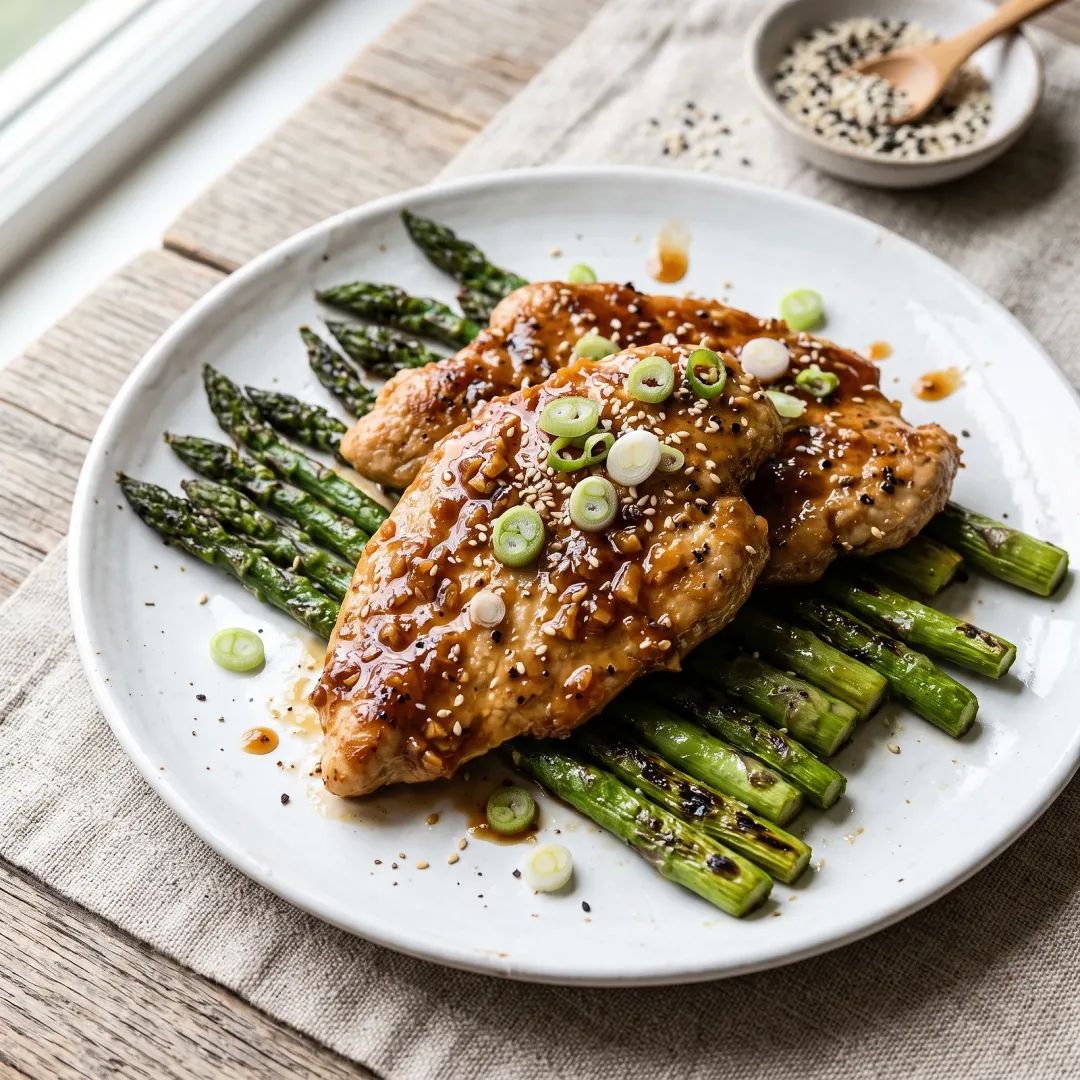 Ginger-Glazed Turkey Cutlets over Seared Asparagus