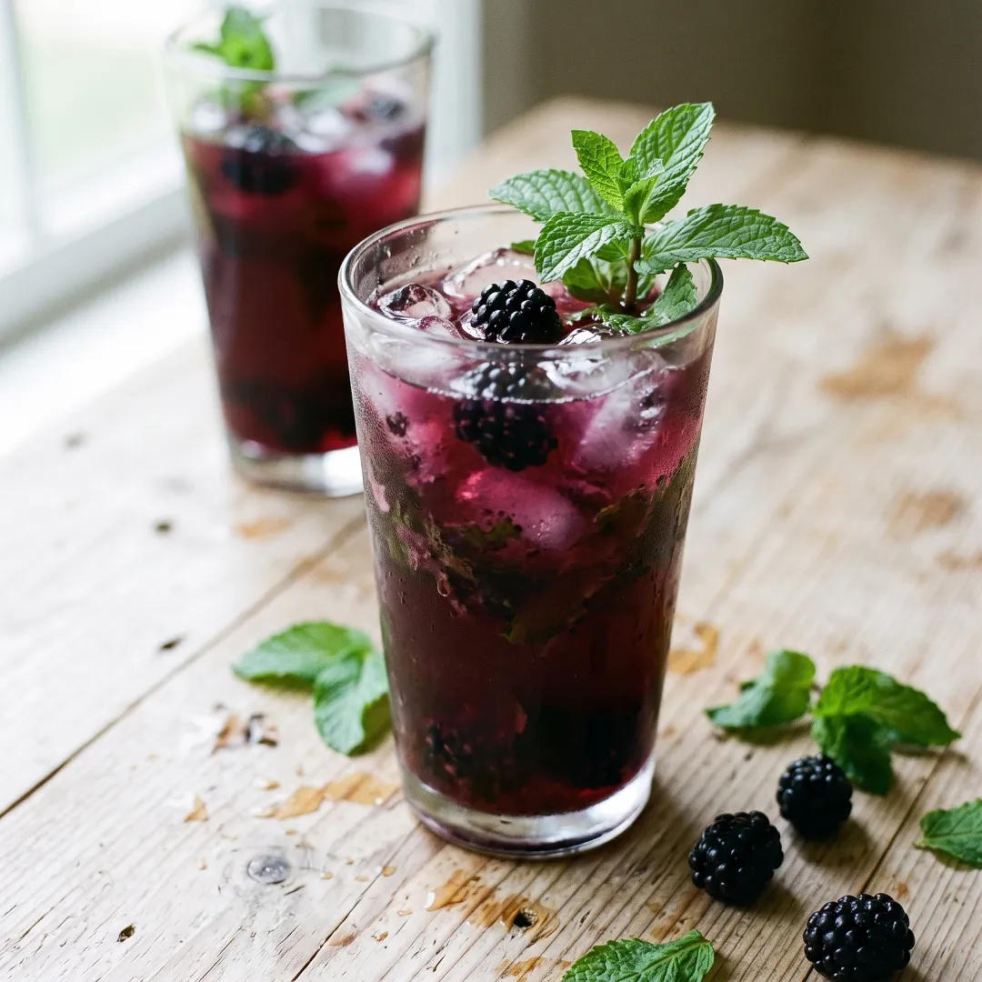 Blackberry Mint Wild Herbal Iced Tea with Raw Honey