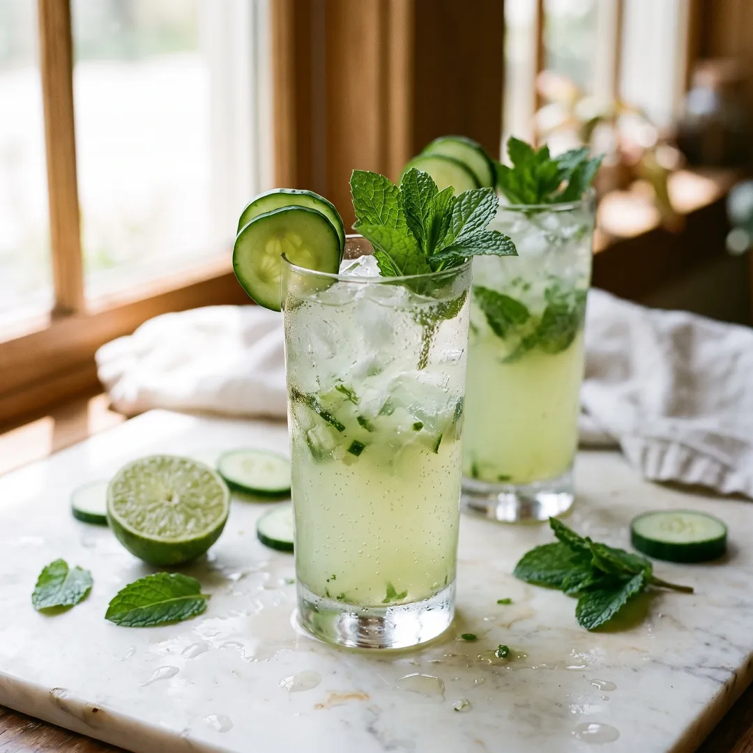 Sparkling Cucumber Mint Lime Paleo Mocktail