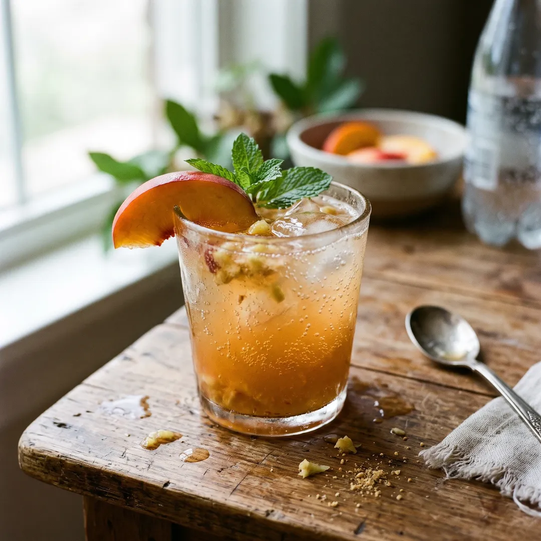 Sparkling Peach Ginger Paleo Mocktail