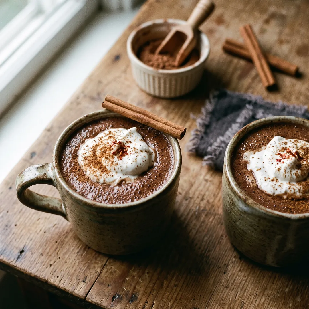 Spiced Mexican Hot Chocolate with Coconut Milk. AI-generated image.