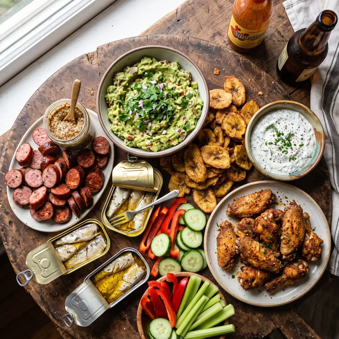 Paleo Game-Day Food: How to Read a Party Spread and Build One Nobody Will Call "Diet Food". AI-generated image.