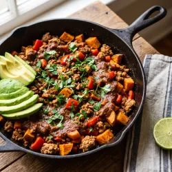 Ground Turkey and Sweet Potato Skillet with Smoky Herb Sauce