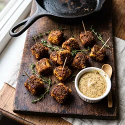 Cajun Spiced Goat Bites with Creole Mustard Dipping Sauce