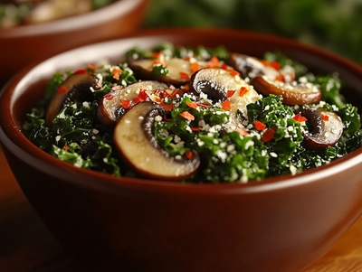 Smothered Kale with Baby Bella Mushrooms