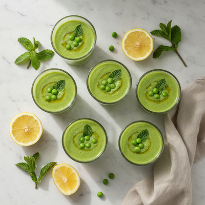 Chilled Pea and Avocado Soup Shooters