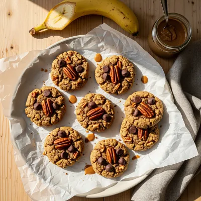 Banana Pecan Breakfast Cookies with Almond Butter and Cacao Chips