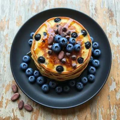 Fluffy Blueberry Cacao Chip Paleo Pancakes