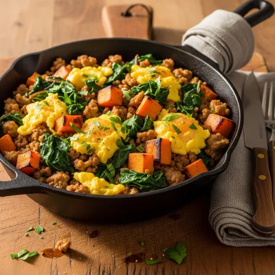 Ground Turkey, Kale, and Sweet Potato Breakfast Scramble
