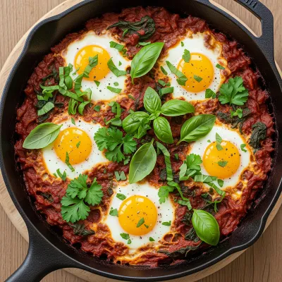 Roasted Garlic and Herb Shakshuka with Fresh Basil