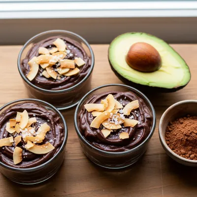 Dark Chocolate Avocado Mousse with Toasted Coconut and Sea Salt