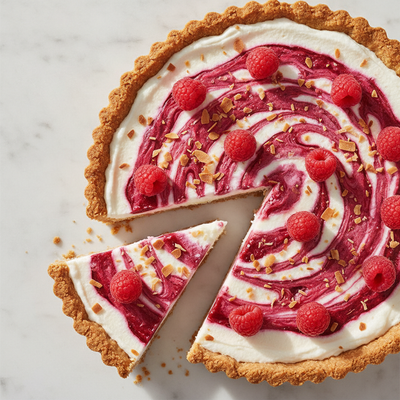 Frozen Raspberry Coconut Cream Tart with Almond Date Crust