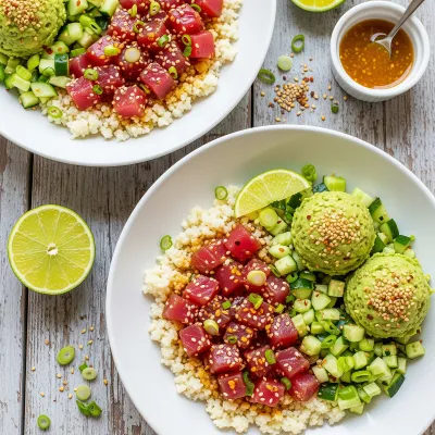 Seared Ahi Tuna Tartare Bowls with Avocado Cucumber Salsa