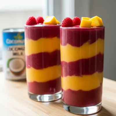 Raspberry Mango Coconut Swirl Smoothie