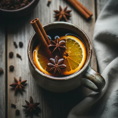 Warm Spiced Apple Cider with Cinnamon and Clove