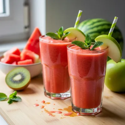 Watermelon Kiwi Green Apple Paleo Smoothie