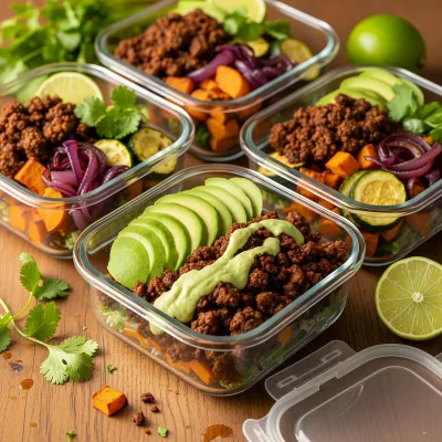Chipotle Beef and Roasted Veggie Paleo Lunch Prep Bowls