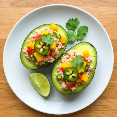 Spicy Tuna and Avocado Stuffed Boats with Mango Jalapeño Salsa
