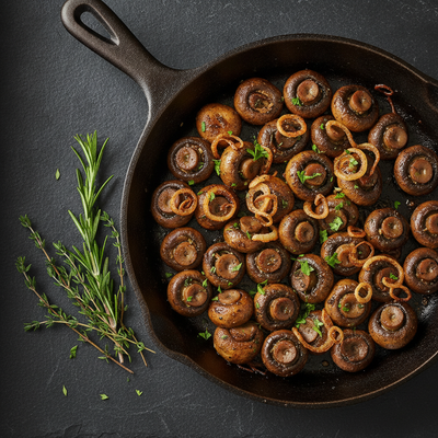 Garlic Herb Roasted Mushrooms with Crispy Shallots