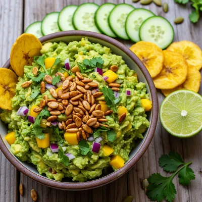 Smoky Mango Jalapeño Guacamole with Toasted Pepita Crunch