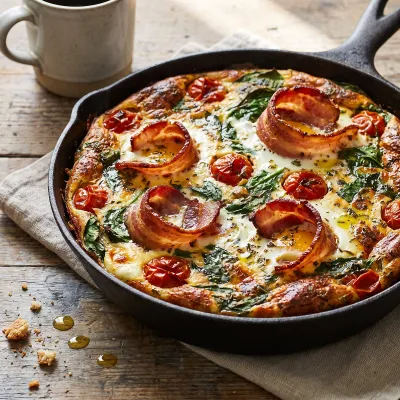 Aussie-Inspired Paleo Breakfast Frittata with Roasted Cherry Tomatoes and Crispy Bacon