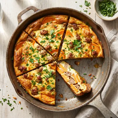 Savory Sweet Potato and Sausage Paleo Frittata with Fresh Herbs