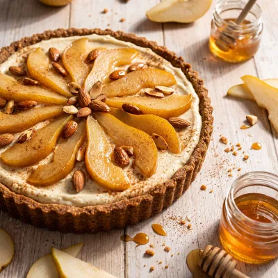 Cinnamon Spiced Caramelized Pear and Almond Cream Tart