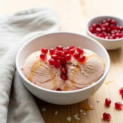 Coconut Pomegranate Frozen Cream with Honey and Vanilla
