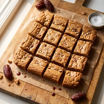 Sticky Date Caramel Paleo Blondies with Sea Salt