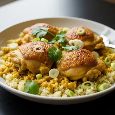 Golden Coconut Curry Chicken Thighs with Cauliflower Rice
