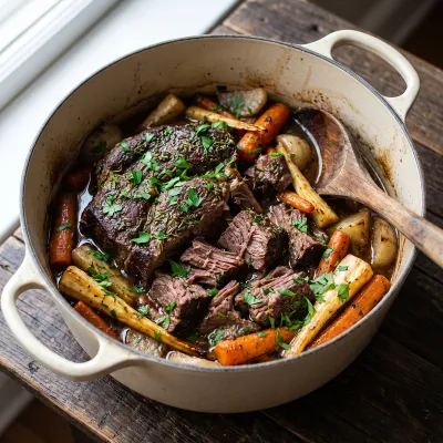 Slow Cooker Herb-Crusted Beef Chuck Roast with Roasted Root Vegetables