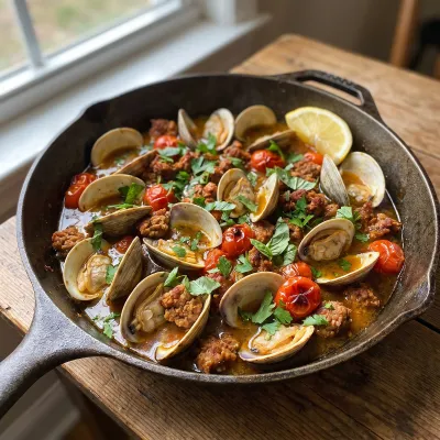 Smoky Chorizo and Clam Skillet with Roasted Tomatoes and Fresh Herbs