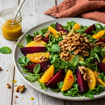 Roasted Beet and Orange Salad with Candied Walnuts and Herb Citrus Vinaigrette