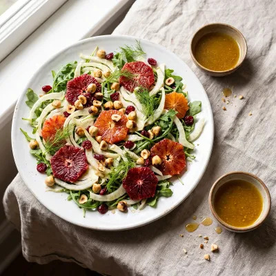 Shaved Fennel and Blood Orange Salad with Toasted Hazelnuts and Dried Cranberries