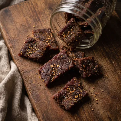 Smoky Chipotle Beef Jerky Bites with Garlic and Black Pepper