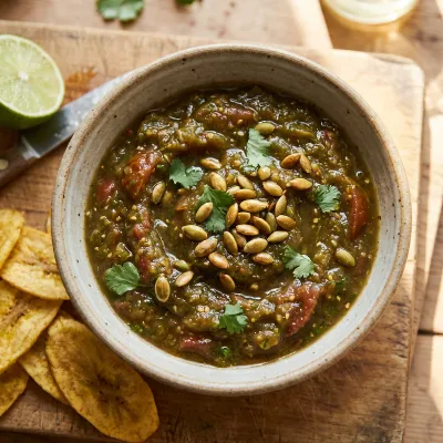 Smoky Roasted Tomato Salsa Verde with Toasted Pepitas