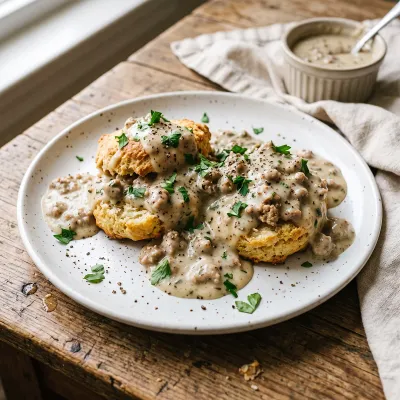Paleo Biscuits and Gravy with Cassava Drop Biscuits and Turkey Herb Gravy