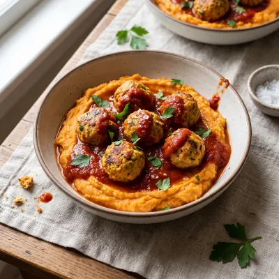 Hidden Veggie Beef and Sweet Potato Meatball Bowls