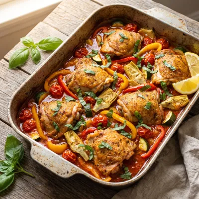 One-Pan Italian Chicken and Roasted Vegetable Paleo Dinner Casserole