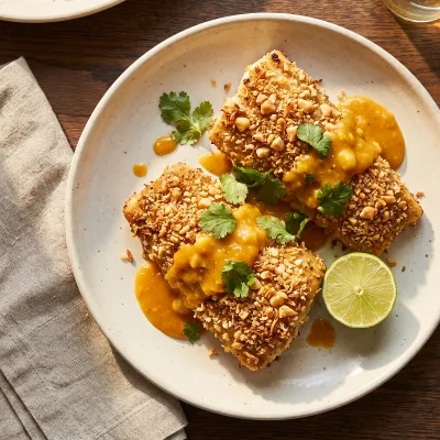 Macadamia-Crusted Mahi-Mahi with Mango Coconut Drizzle
