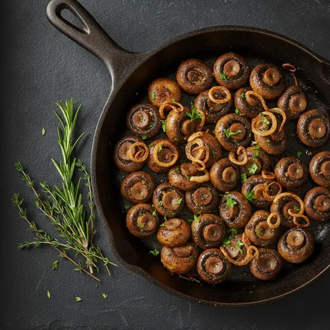 Garlic Herb Roasted Mushrooms with Crispy Shallots