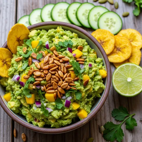 Smoky Mango Jalapeño Guacamole with Toasted Pepita Crunch